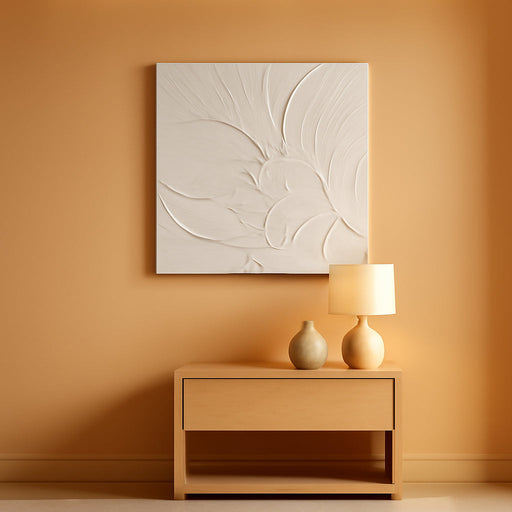 Hand Painted White Canvas Wall Art, 20X20 Inches Abstract Thick Textured Painting, Plaster Wall Art