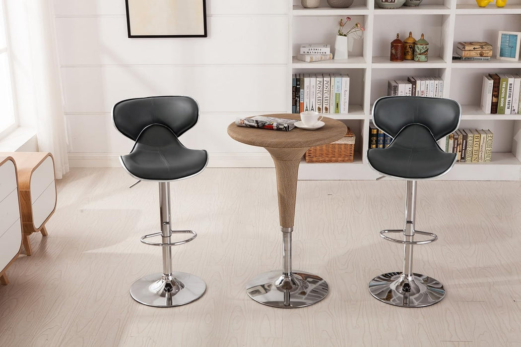 Masaccio Cushioned Leatherette Upholstery Airlift Swivel Barstool, Set of 2, Grey