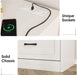 Dresser for Bedroom, 6 Drawer Wide Dresser Organizer with Charging Station for Hallway with Metal Handles, Woodgrain White