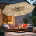 10Ft Solar LED Offset Patio Umbrella, Outdoor Cantilever Patio Umbrellas with Solar Lights for Backyard, Poolside and Garden, Easy Tilt Adjustment, 32 LED Lights & Polyester Shade, Tan
