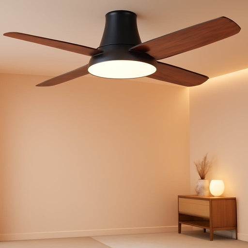 Ceiling Fans with Lights, 44'' Low Profile Black Ceiling Fan with Remote Control for Bedroom, 6-Level Dimmable Lighting & 5-Color Tone, 6 Speeds, Reversible DC Motor, Easy Installation, Timer