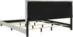 Home Furnishings - Dorian - Fabric Upholstered Wood Panel Bed with Padded Headboard, Wood Legs and Transitional Style - Bedroom - California King Size - Cream - 300852KW