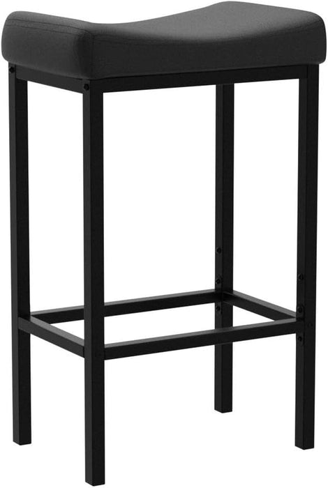 Bar Stools, Set of 2 Bar Chairs, Counter Height Stools, Saddle Stools with Curved Surface, Kitchen Stools, 24.8 Inches, 2.4" Thick Upholstery, for Kitchen, Dining Room, Cafe Black BB10BY01