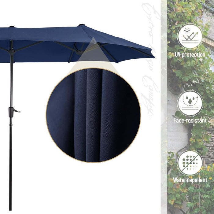 Patio Outdoor Table and Chairs Set with Umbrella Navy, Patio Dining Sets for 6, 7 Pieces Patio Table Set Clearance for Backyard Deck Porch Outside, Metal Table with Hole & Cushioned Rattan Chairs