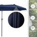 Patio Outdoor Table and Chairs Set with Umbrella Navy, Patio Dining Sets for 6, 7 Pieces Patio Table Set Clearance for Backyard Deck Porch Outside, Metal Table with Hole & Cushioned Rattan Chairs