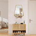 26X20 Inch Bathroom Mirror with Shelf, Irregular Hexagonal Metal Wall Mirrors with Hooks, Bathroom Vanity Mirror Farmhouse, Wall Mounted Mirror Decor for Living Room Bedroom Entryway (Gold)