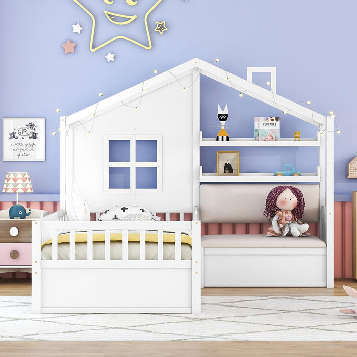 White Kids Twin Montessori PlatformBed Frame Collection