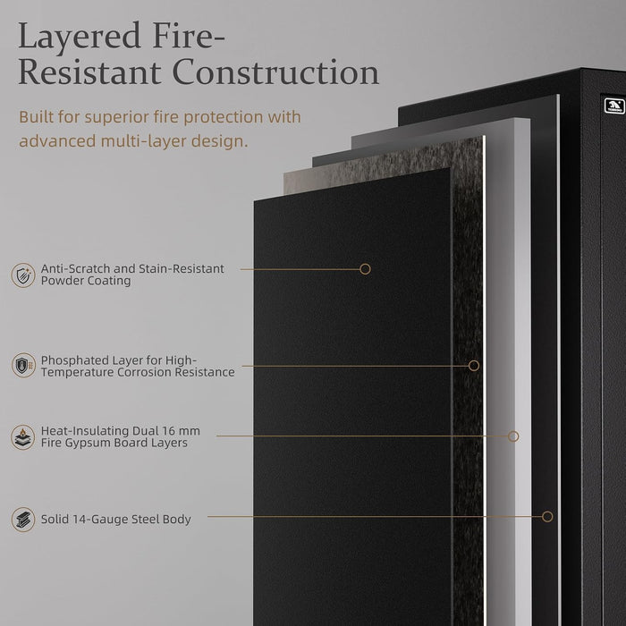 55 in Tall 2-Hour Fireproof Filing Cabinet for Home Office
