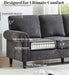 Gray Three Seater Sofa With Upholstered Cushioning