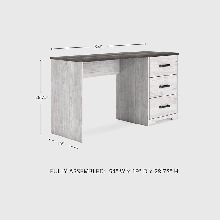 Signature Design by Ashley Shawburn Farmhouse 3-Drawer 54" Home Office Desk, White & Gray