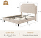Chenille Queen Size Bed Frame with Belgrave Headboard, Beige