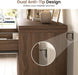 6 Drawer Double Dresser for Bedroom, L Shaped Modern Simply Chest of Drawers, Wood Storage Corner Dresser with Anti-Tipping for Living Room Entryway Home Office, Walnut
