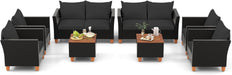 8 Piece Outdoor Conversation Set, Patio Cushioned Chairs (2, Black)