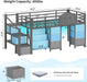 Twin Charcoal Grey Loft Bed IntegratedStorageSystem Drawers
