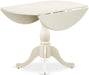 DMT-LWH-TP Dublin Modern Kitchen Table - a round Dining Table Top with Dropleaf & Pedestal Base, 42X42 Inch, Linen White