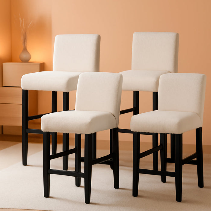 Water Repellent Bar Stool Covers Set of 4, Stretch Washable Barstool Seat Covers, Counter Height Chair Covers for Kitchen Dining Room Cafe (Beige Ripple Jacquard)