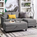 Dark Grey Sectional Sofa L-Shaped Couch with Ottoman