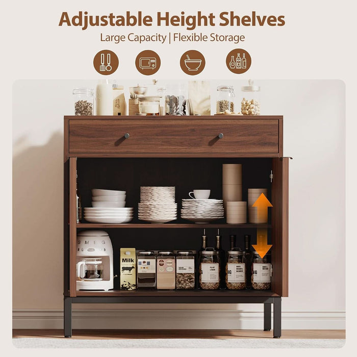 Sideboard Buffet Cabinet Storage, Modern Console Fluted Credenza