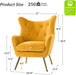 Velvet Mustard Wingback Accent Armchair With Tufting