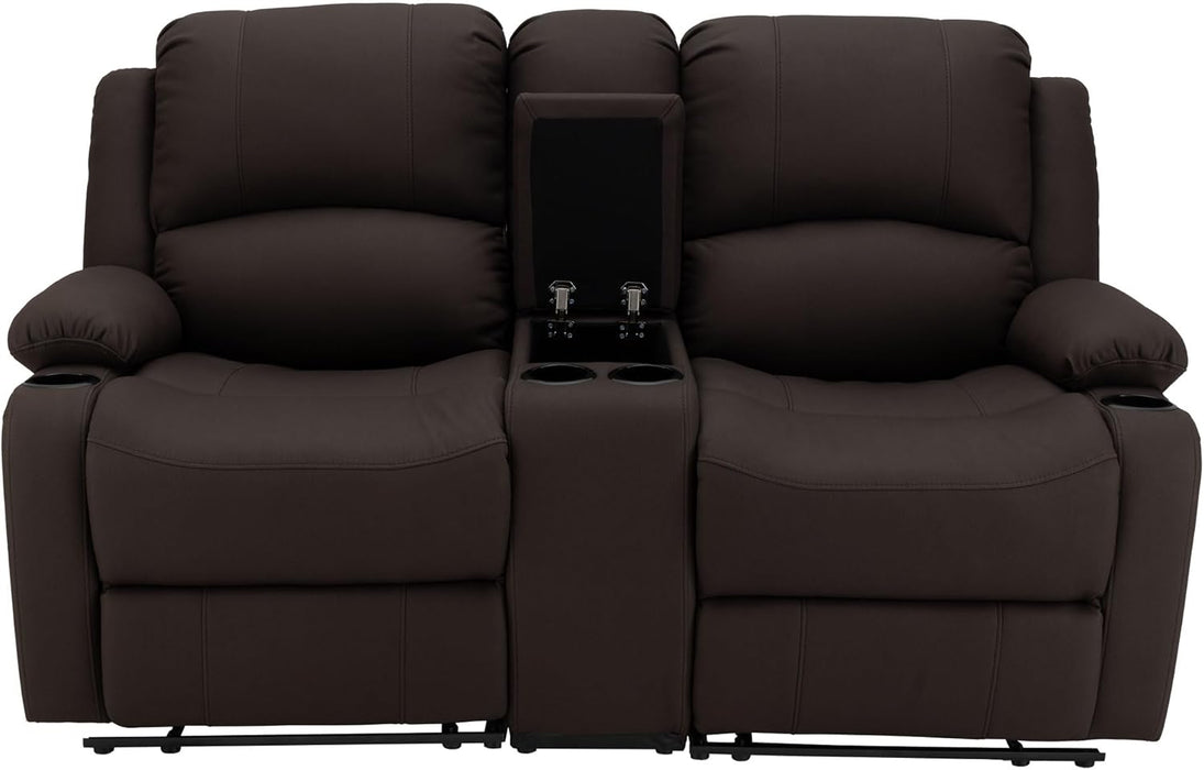 65" Wall Hugger Reclining RV | RV Theater Seats | Double Recliner RV Sofa & Console | RV Couch | Wall Hugger Recliner | RV Theater Seating | RV Furniture | (Manual, Chocolate)