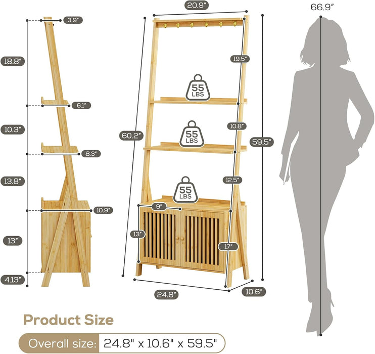 Tall Bamboo Integrated Floorstanding Bookcase With Drawers