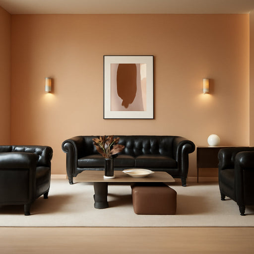 3-Piece Living Room Sectional Sofa Set, Upholstered Sofa Modern Sofa Couches Set Style Button Tufted, PU Chesterfield Sofa for Living Room Apartment, 1+2+3 Seat PU Black