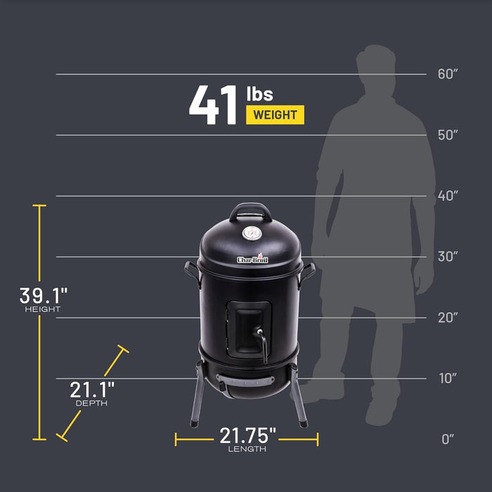 Char-Broil Bullet Charcoal Smoker 16" - 18202075,Black