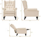 Mid Century Wingback Recliner Chair for Adults, Modern Linen Fabric Push Back Recliner Chairs with Button Tufted Upholstered Back & Footrest, Manual Recliner Chais for Living Room, Nursery, Beige
