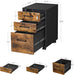 Office Filing Cabinet with Lock, Rustic Brown and Black