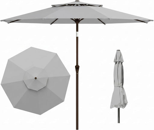 10FT Outdoor Patio Umbrella, 2 Tiers Market Table Umbrella with 8 Sturdy Ribs, Push Button Tilt and Crank, UPF50+ UV Protection for Deck, Pool, Garden and Backyard