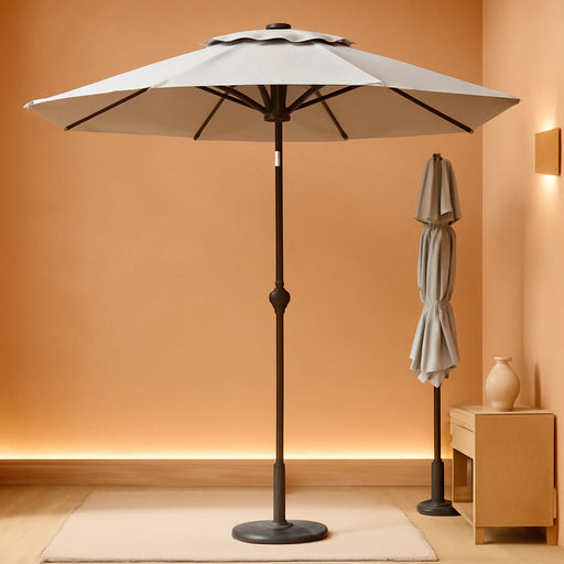 10FT Outdoor Patio Umbrella, 2 Tiers Market Table Umbrella with 8 Sturdy Ribs, Push Button Tilt and Crank, UPF50+ UV Protection for Deck, Pool, Garden and Backyard