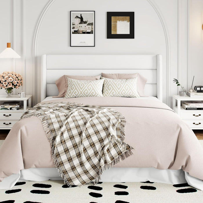 Full Size Velvet Lift up Storage Bed, Modern Wingback Headboard, Hydraulic Support, No Box Spring Needed, White