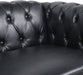 Modern 2 Pieces Living Room Sofa Set, Contemporary Tufted Button Faux Leather Chesterfield Three-Seater Couch and Accent Club Chair with Nailhead Trim Scroll Arms for Home Furniture (Black)