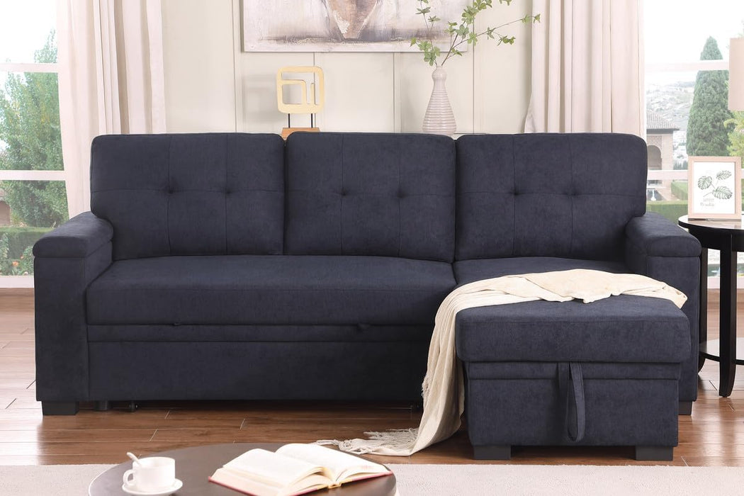85Inch Dark Gray Reversible Sleeper Sectional Sofa