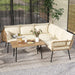 Patio Furniture Set, 4 Pieces Outdoor Patio Conversation Set, All-Weather PE Rattan Sectional L-Shaped Sofa with Soft Cushion and Side Table for Backyard, Porch, Boho Detachable Lounger (Beige)