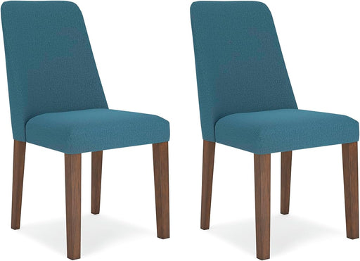 Lyncott Contemporary Dining Room Upholstered Side Chair with Foam Cushion, 2 Count, Blue & Brown