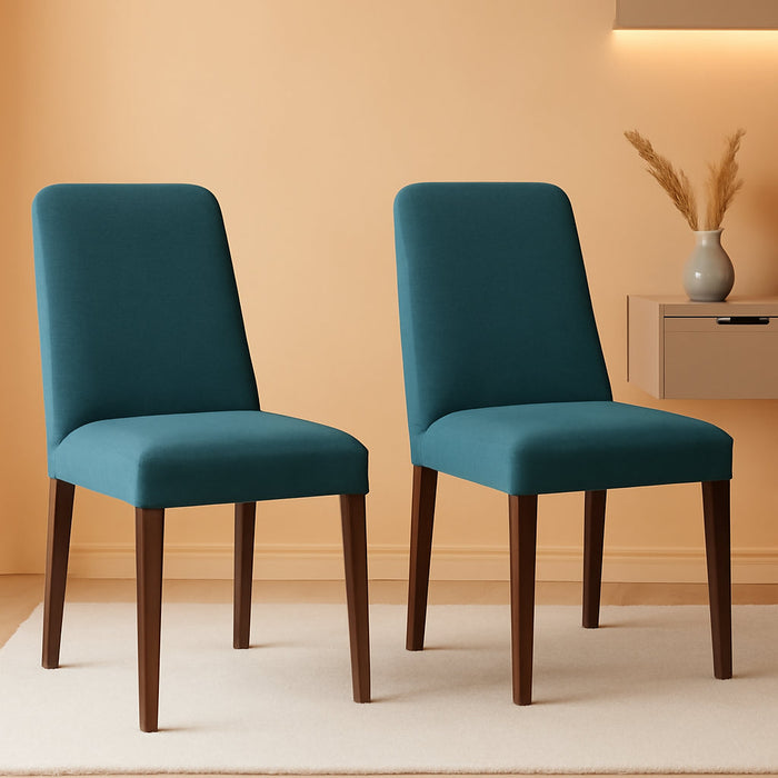 Lyncott Contemporary Dining Room Upholstered Side Chair with Foam Cushion, 2 Count, Blue & Brown