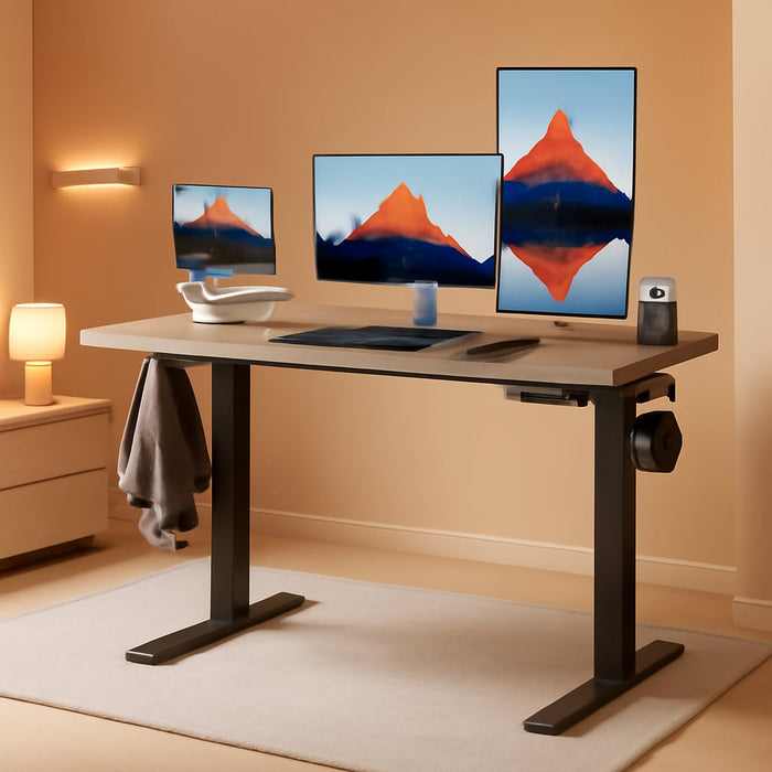 48" X 24" Electric Standing Desk Adjustable Height, 4 Memory Height Settings, Headphone Hook, Cable Manager, Sit Stand up Desk for Home Office & Computer Workstation, Walnut