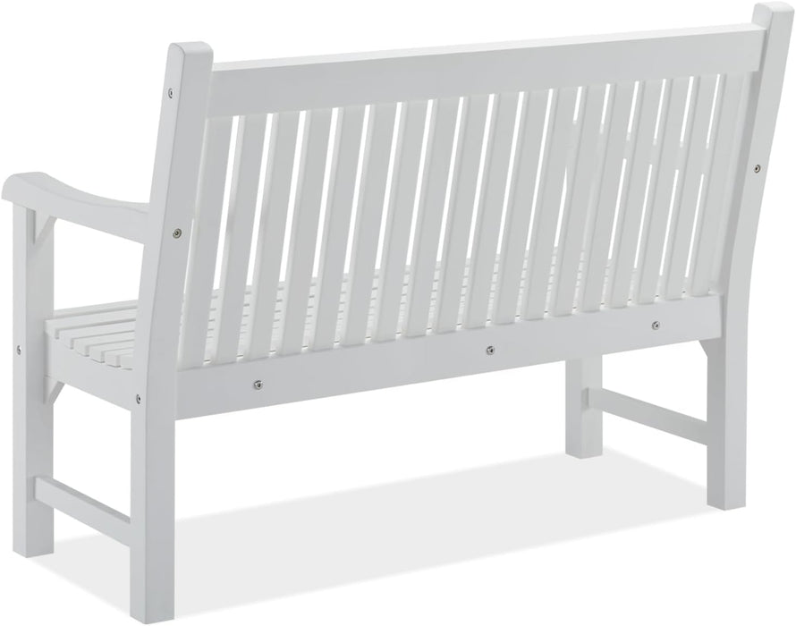 2-Person Poly Lumber Outdoor Bench with 700 Lbs Weight Capacity – Weatherproof Garden Seating For, Balcony Porch & Park, All-Weather Fade-Resistant Patio Furniture (White)