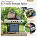 4-Burner Gas BBQ Grill with Side Burner and Porcelain-Enameled Cast Iron Grates, 42,000BTU Propane Grills Outdoor Cooking Barbecue Cabinet Style, Blue