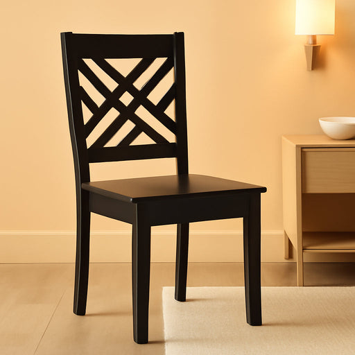 Caron Dining Chair and Dining Chair Transitional Dark Brown Finished Wood 2-Piece Dining Chair Set
