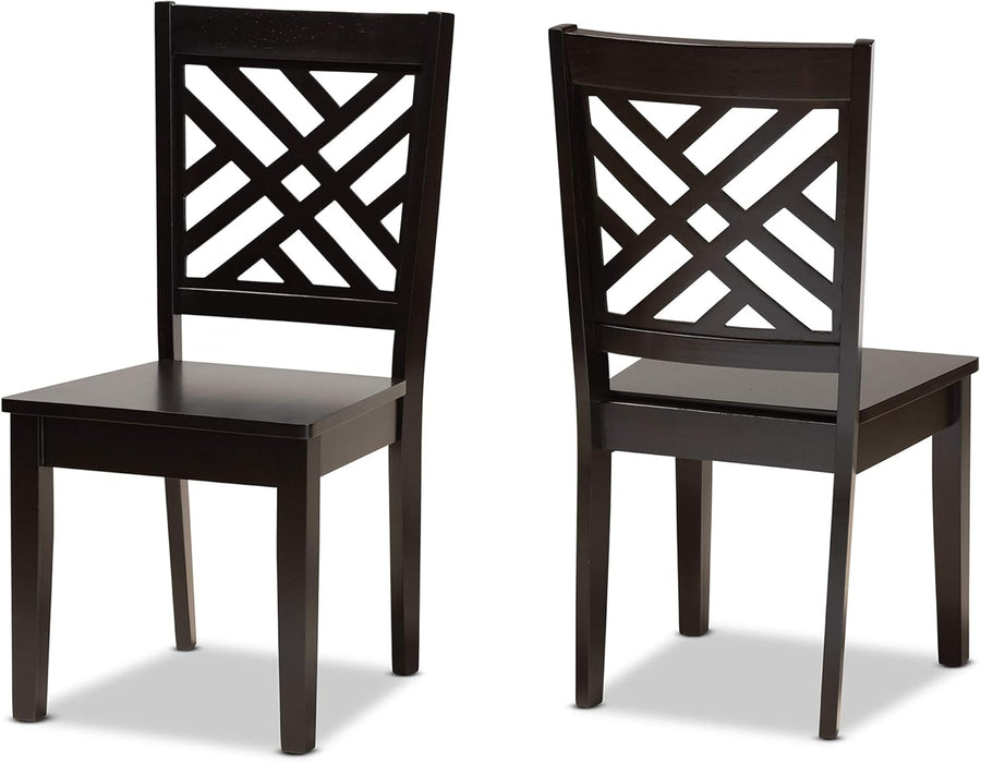 Caron Dining Chair and Dining Chair Transitional Dark Brown Finished Wood 2-Piece Dining Chair Set