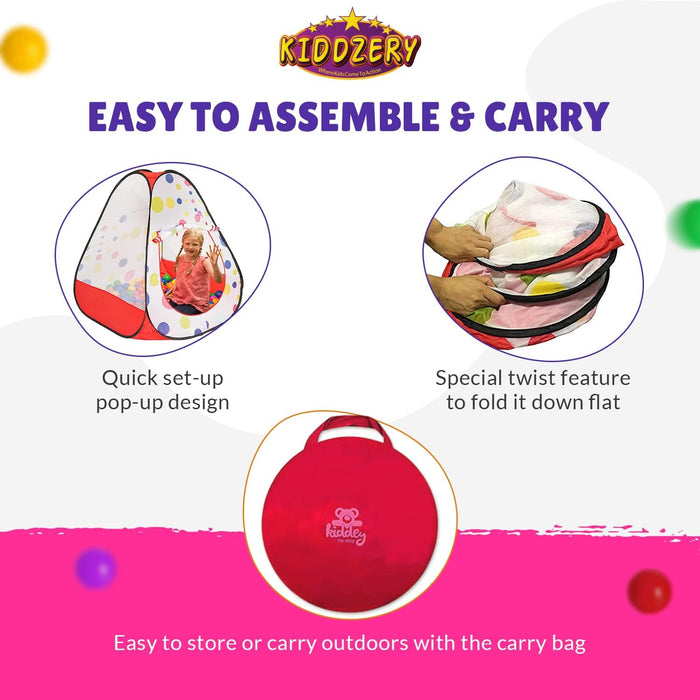 Kids Ball Pit Pop up Play Tent, Playhouse Tent for Boys Girls Babies and Toddlers, Indoor Outdoor Toy Perfect Kid’S Gifts, 50 Ball Pit Balls Included