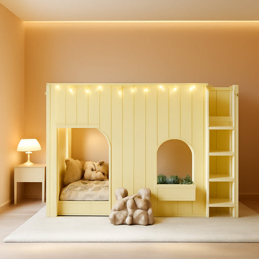 PrimroseYellow Full Size Kids Loft Bed WithPlayArea