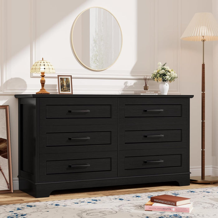 Black Six Drawer Dresser With Superior Organization