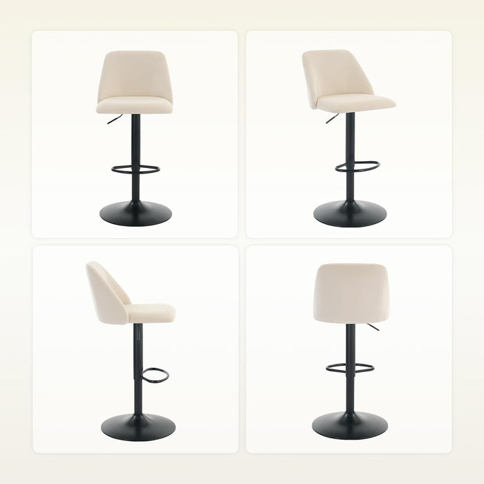 Bar Stools Set of 4, Modern Swivel Bar Chairs, Adjustable Upholstered Barstools Counter Height with Full Backrest for Bar, Dining Room, Kitchen Island, Beige