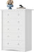 Tall Dresser for Bedroom, Modern Dressers with 5 Drawers, White