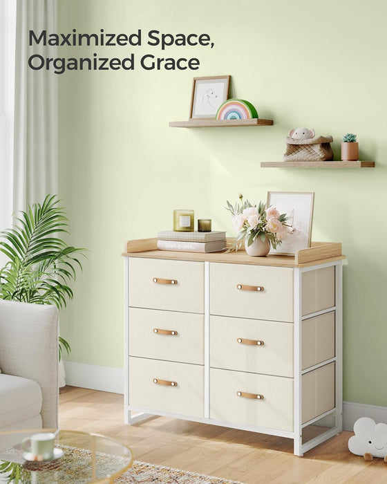 Beige Kids Dresser With 6 Drawers