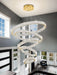 Modern Gold Ring Chandelier for High Ceiling Foyer,Large Crystal Chandelier for Staircase Villa D8''+15.7"+23.6"+31.5"+39.4"