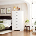 48" Tall Dresser for Bedroom Chest of Drawers with Power Outlets Wood 6 Drawers Dresser with Large Storage Space and Metal Handles Modern Closet Storage Drawer for Living Room Hallway White